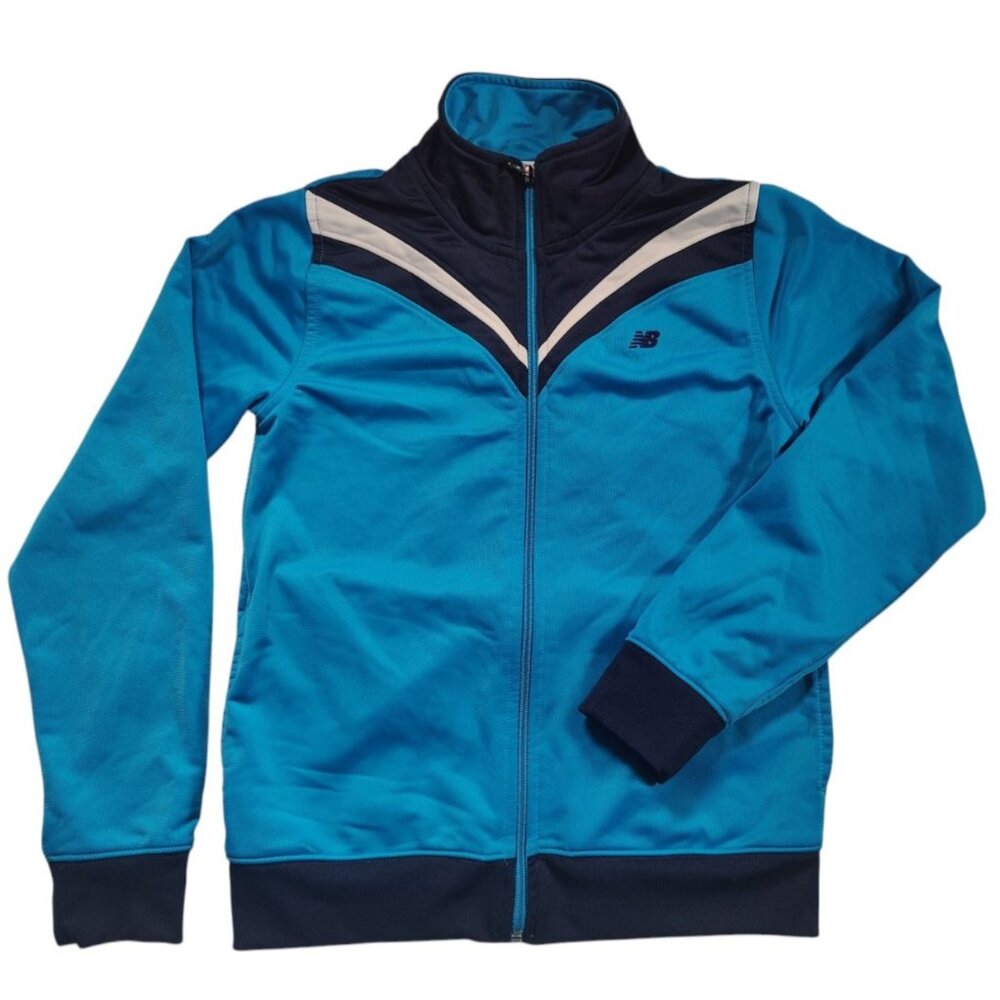 New Balance Youth Kids Size Lg 10/12 Colorblock Full Zip Track Jacket Blue